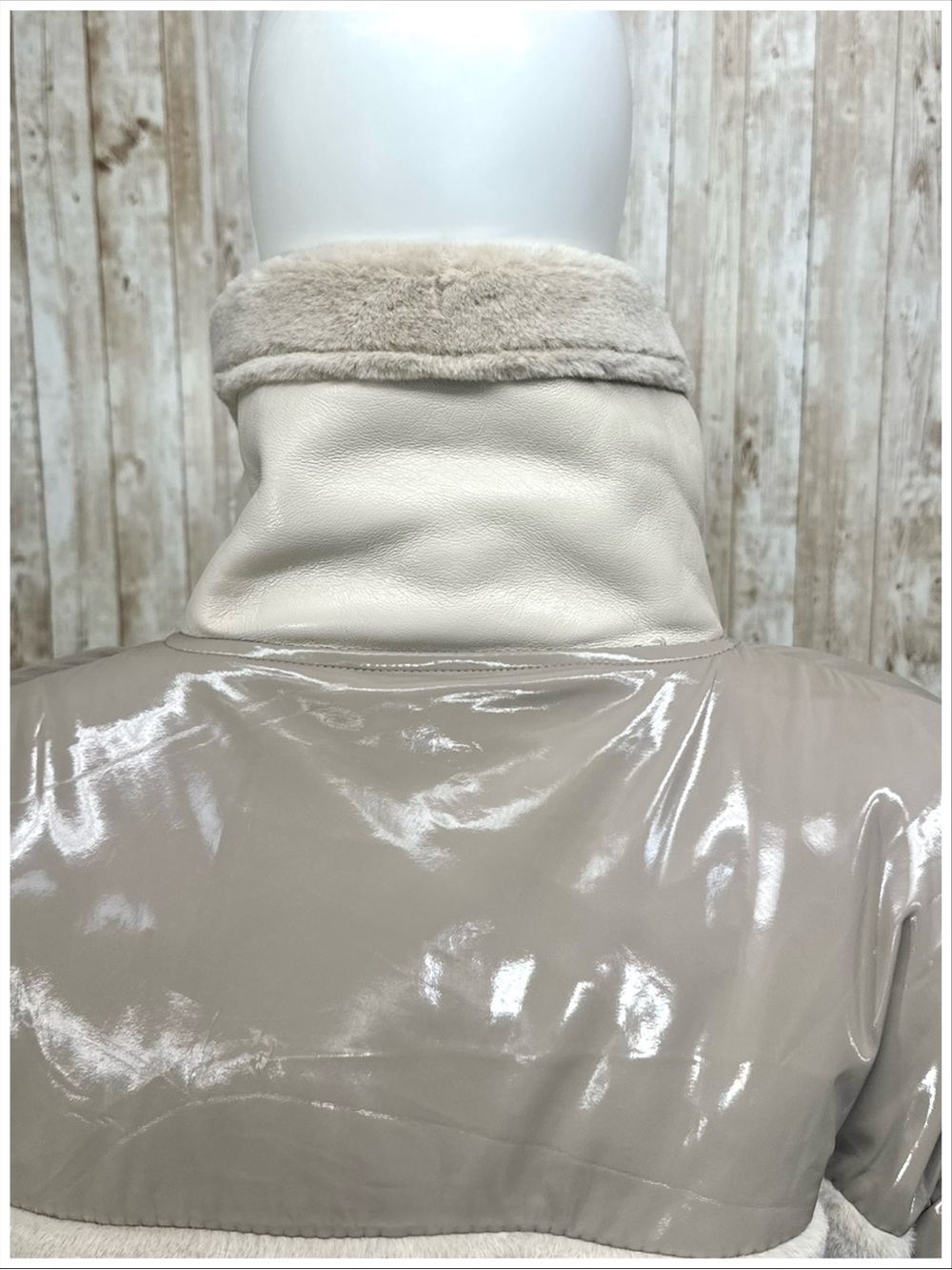 Manière De Voir Vegan Leather Plush Puffer Jacket ~ Size 4 ~ Item #PP4222 - Picture 8 of 16